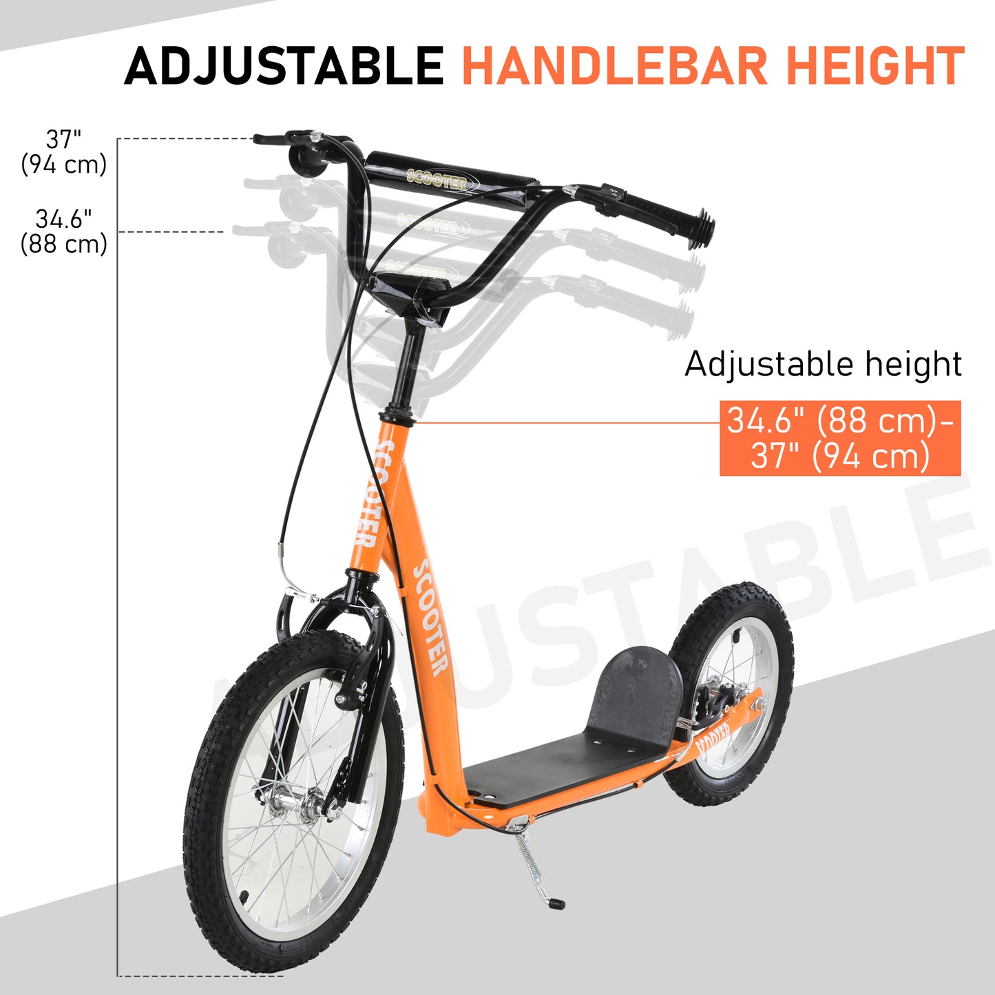 Aosom Kids Scooter with Adjustable Handlebar, Youth Kick Scooter with Dual Brakes, Inflatable Wheels, for Age 5+, Blue