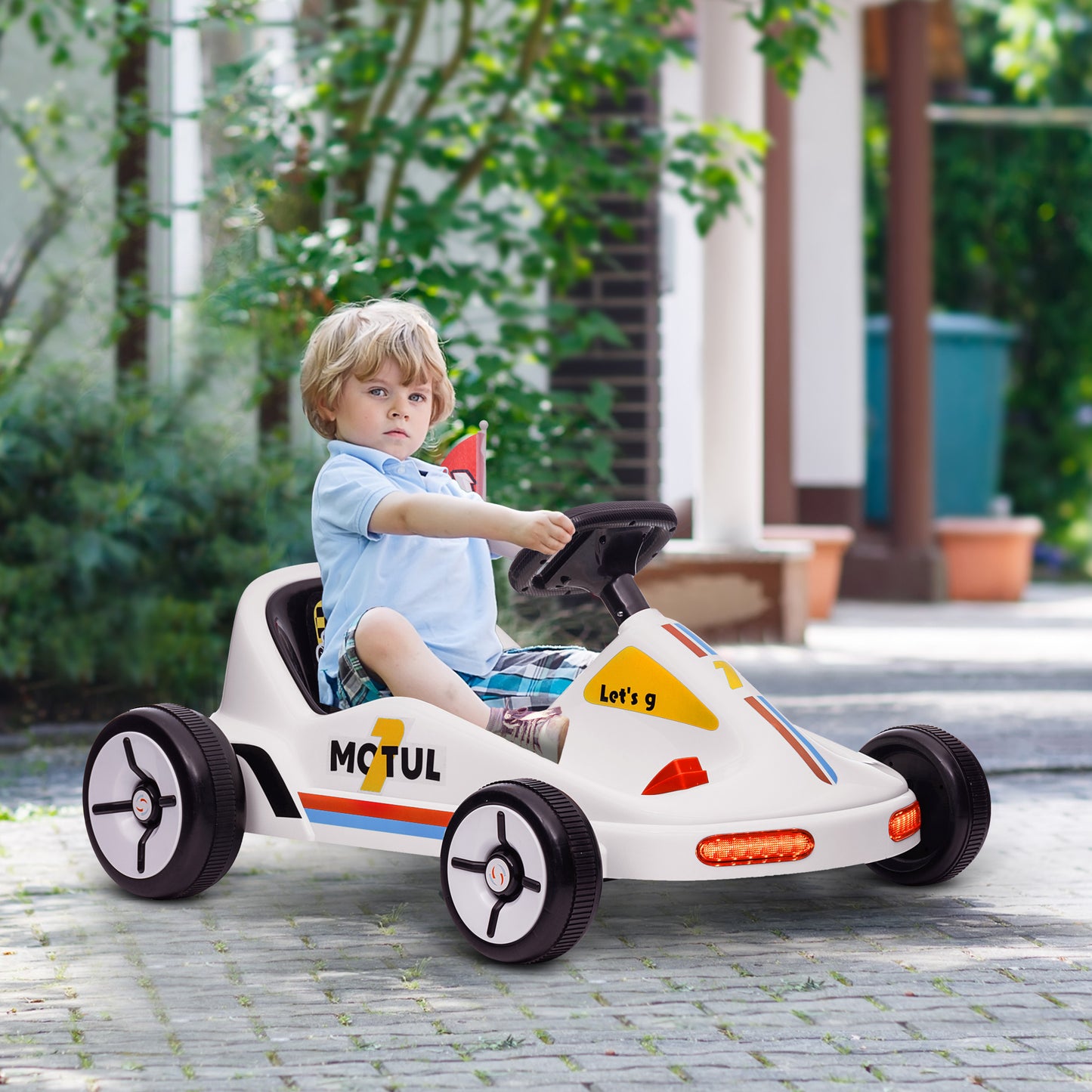 Qaba 6V Electric Go Kart for Aged 3-5 Kids with Music, Light, Horn, Blue