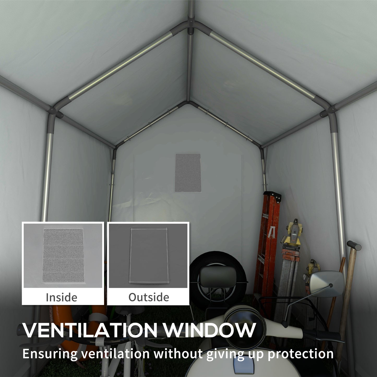 Outsunny 8' x 6' Carport with Sidewalls and Roll-up Door, Outdoor Storage Shelter for Motorcycle and Car, Grey