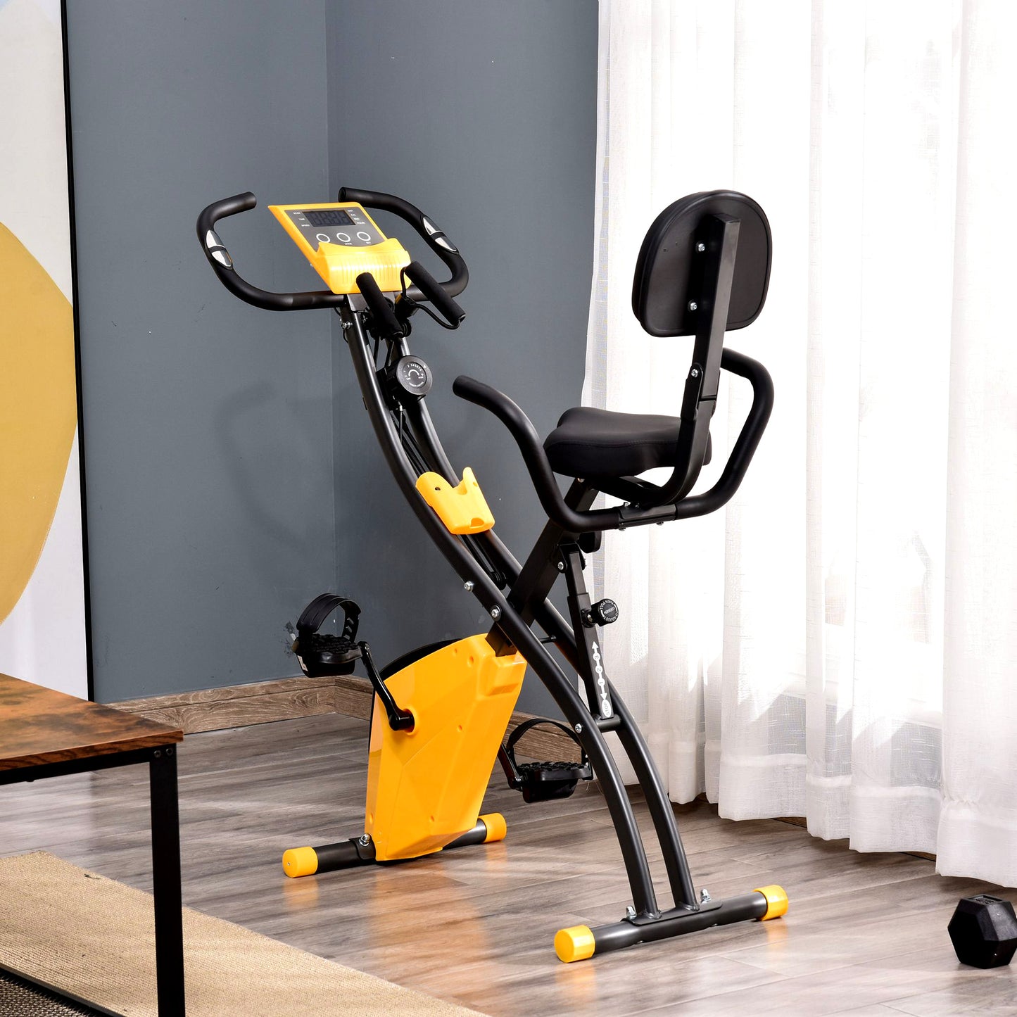 Soozier 3 in 1 Folding Exercise Bike, Foldable Stationary Bike with 8-Level Magnetic Resistance, Adjustable Seat, Black