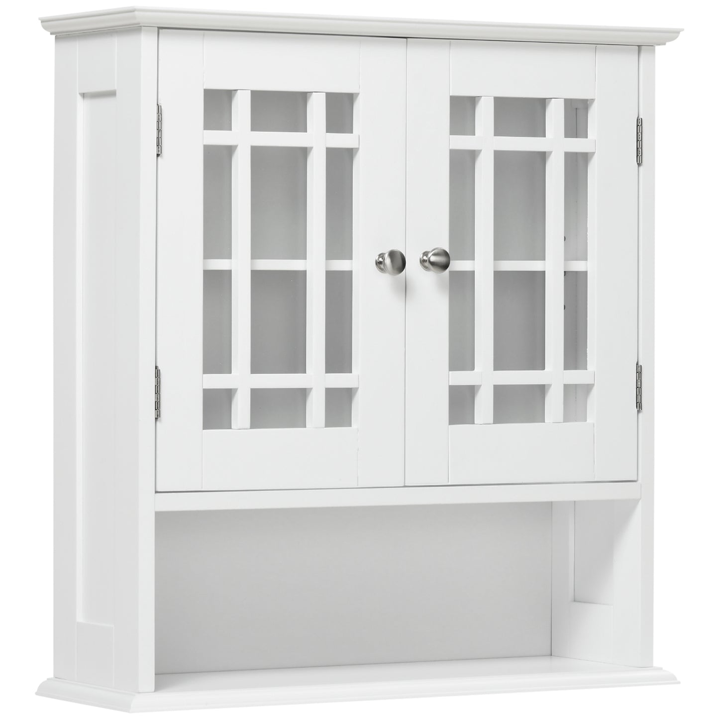 kleankin Modern Wall Mount Bathroom Cabinet, Storage Organizer with 2 Door Cabinet and Open Shelf, White