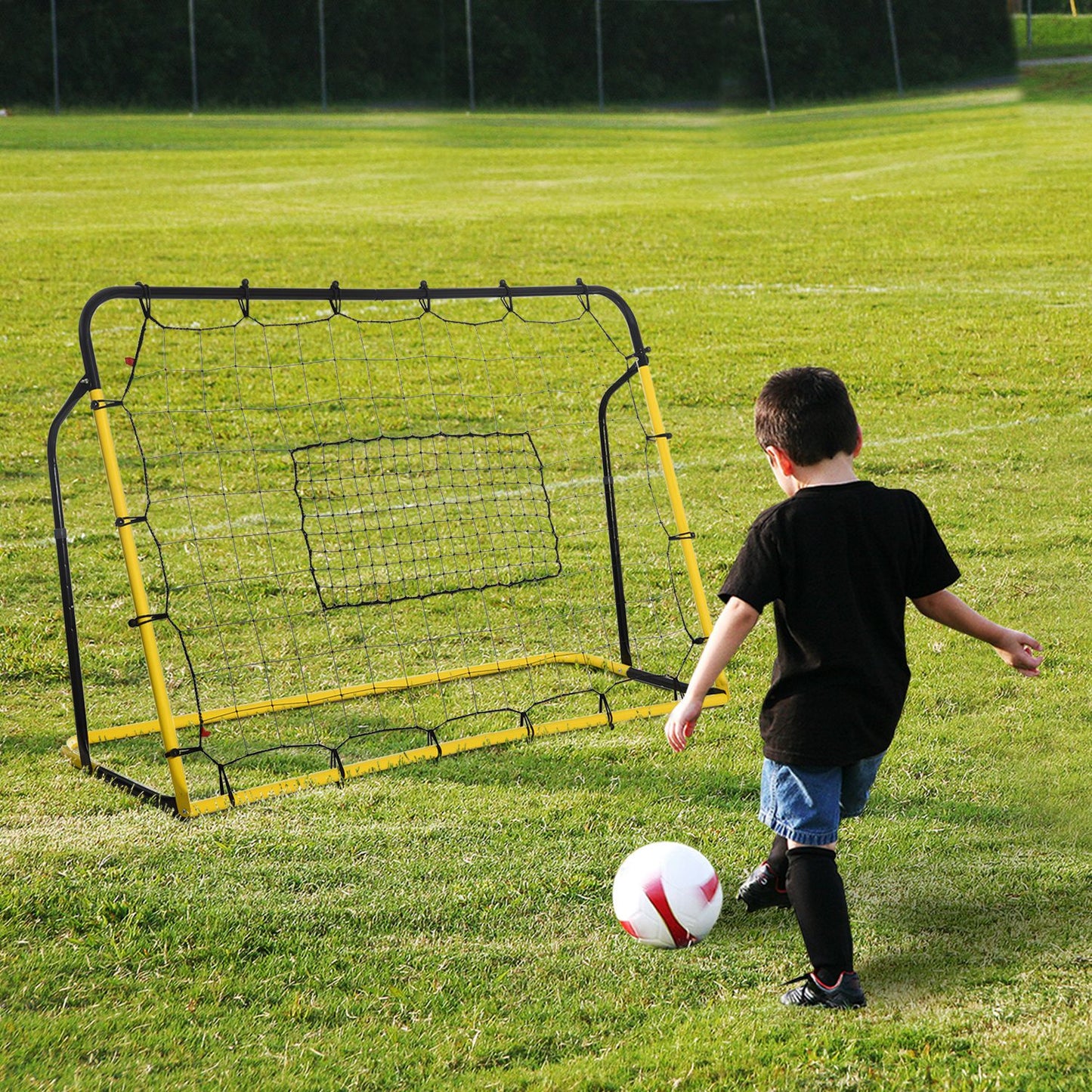 Soozier 6 x 4 ft Rebound Net Soccer Goal with 5 Angle Adjustable for Soccer Baseball Basketball Training