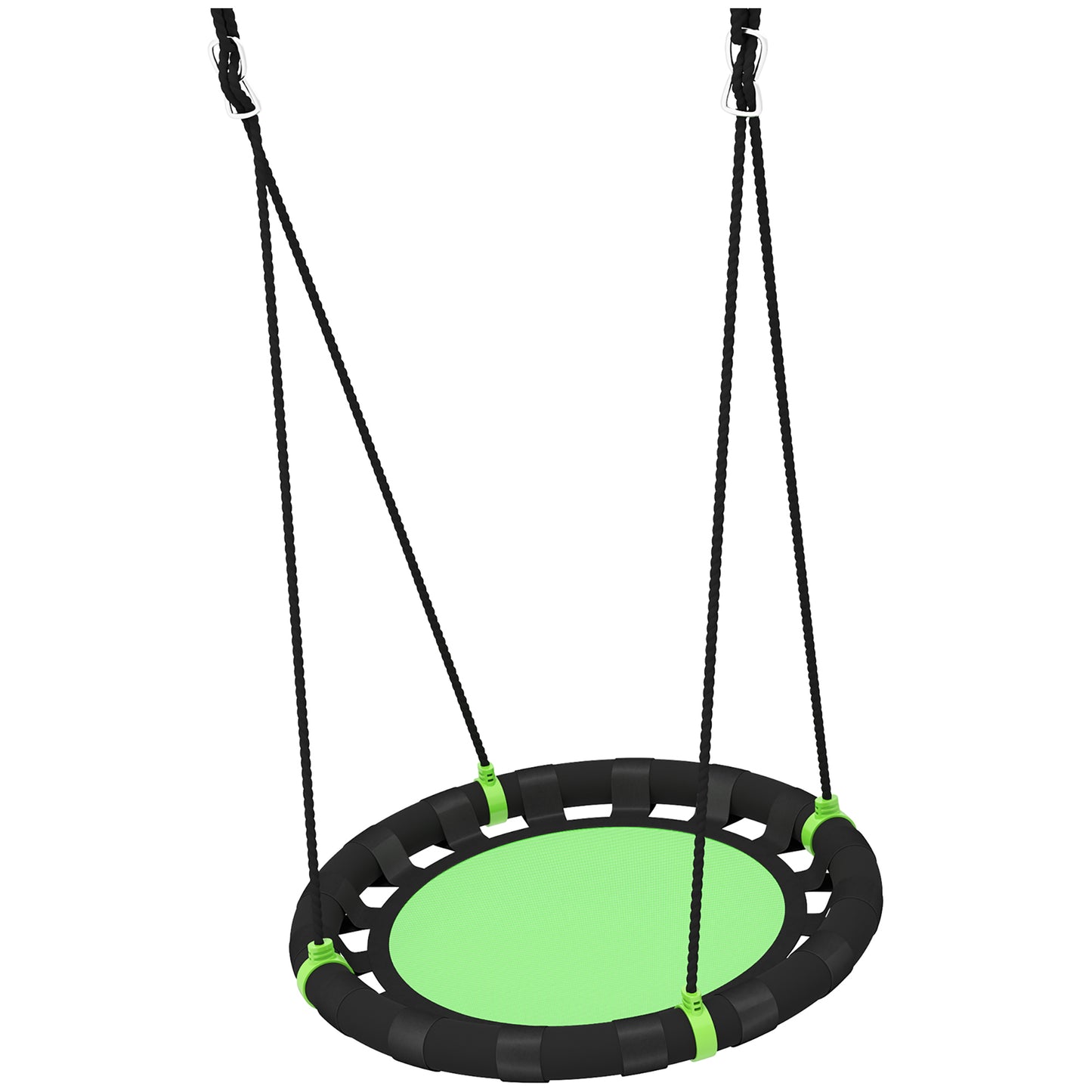 Qaba 39 inch Saucer Tree Swing Set for Kids with Adjustable Hanging Ropes for Outdoor, Backyard, Green