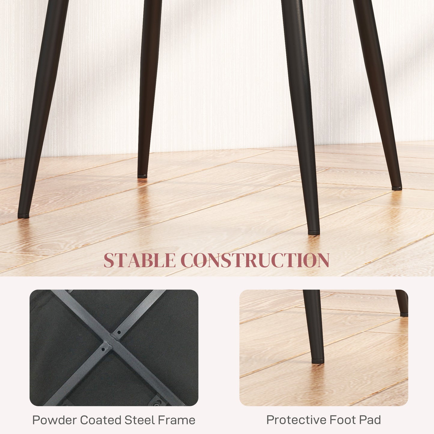 HOMCOM Dining Chairs Set of 4, Upholstered Dining Room Chairs with Steel Legs, Modern Kitchen Chair for Dining Room, Grey