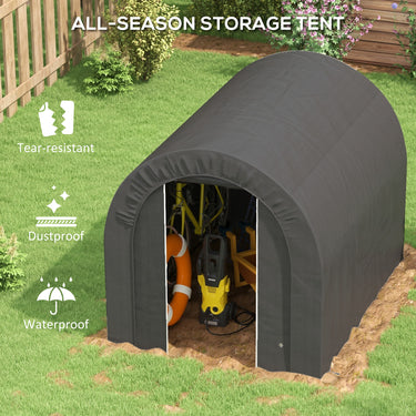 Outsunny 6' x 8' Outdoor Storage Shed, Heavy Duty Galvanized Steel Portable Shed for Bike, Motorcycle, Garden Tools, Dark Grey