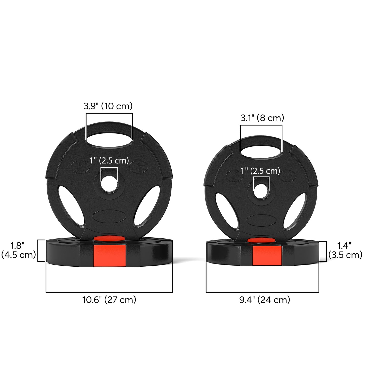Soozier 1-Inch Weight Plates, Barbell Weights Set for Weightlifting and Strength Training, 2 x 22lbs + 2 x 11lbs