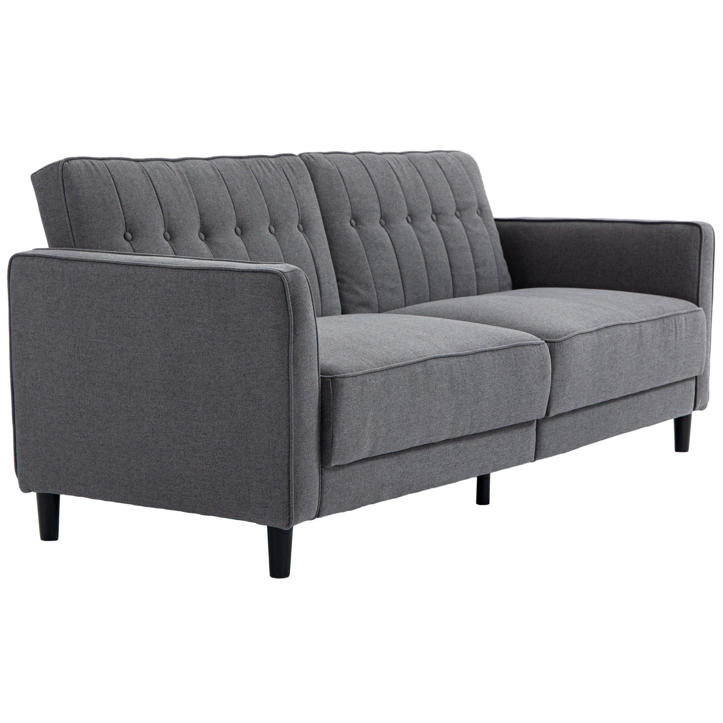 HOMCOM Convertible Bed with Couch, Button Tufted Fabric Sofa Bed with Adjustable Back for Living Room, Charcoal Grey