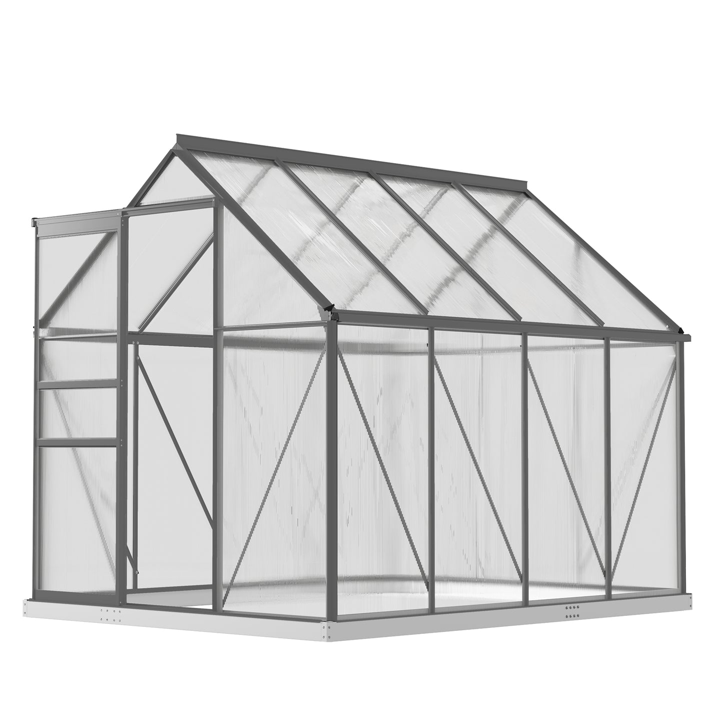 Outsunny 6' x 12' x 6.5' Walk-in Greenhouse, Polycarbonate Greenhouse with Adjustable Roof Vent, Base, Sliding Door, Clear