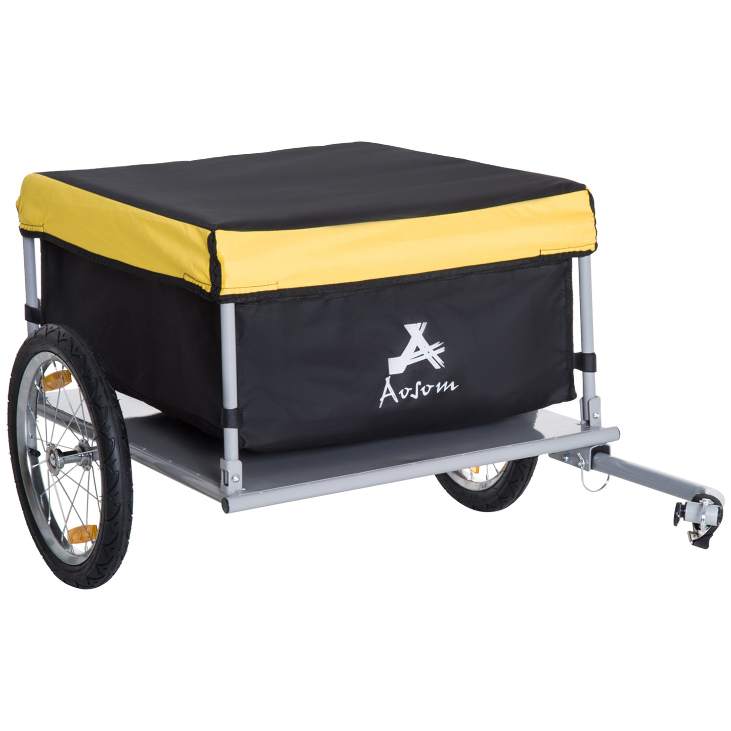 Aosom Bike Cargo Trailer Bicycle Luggage Carrier Cart with Cover Black Red