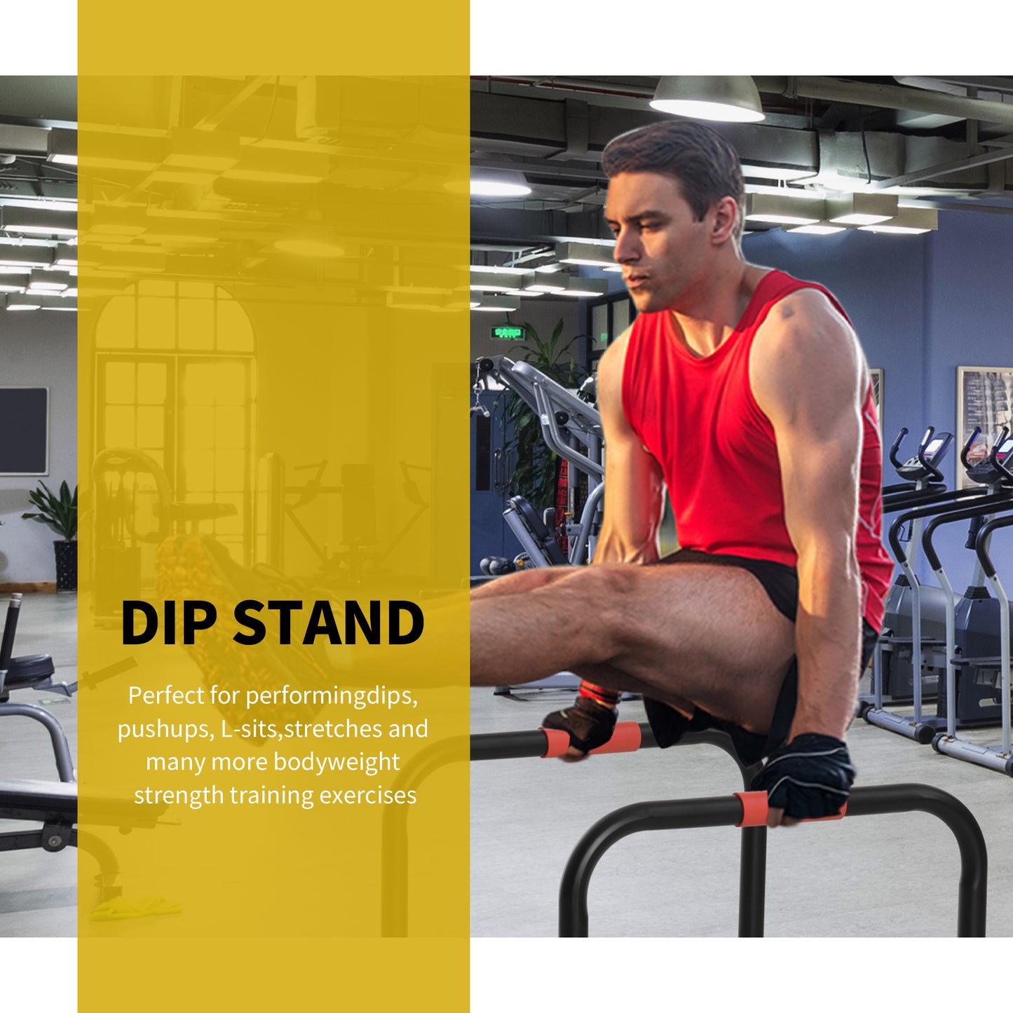 Soozier Set of 2 Dip Bar, Dip Station Push Up Station for Full Body Strength Training Home Gym Black