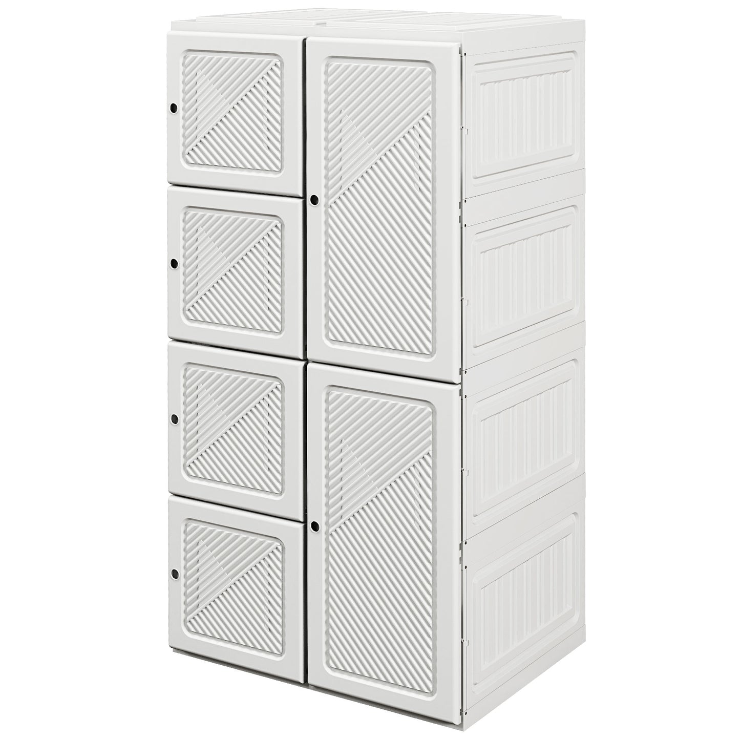 HOMCOM Portable Wardrobe, Foldable Clothes Storage Organzier with 5 Compartments, 1 Hanging Rod, Magnet Doors, White