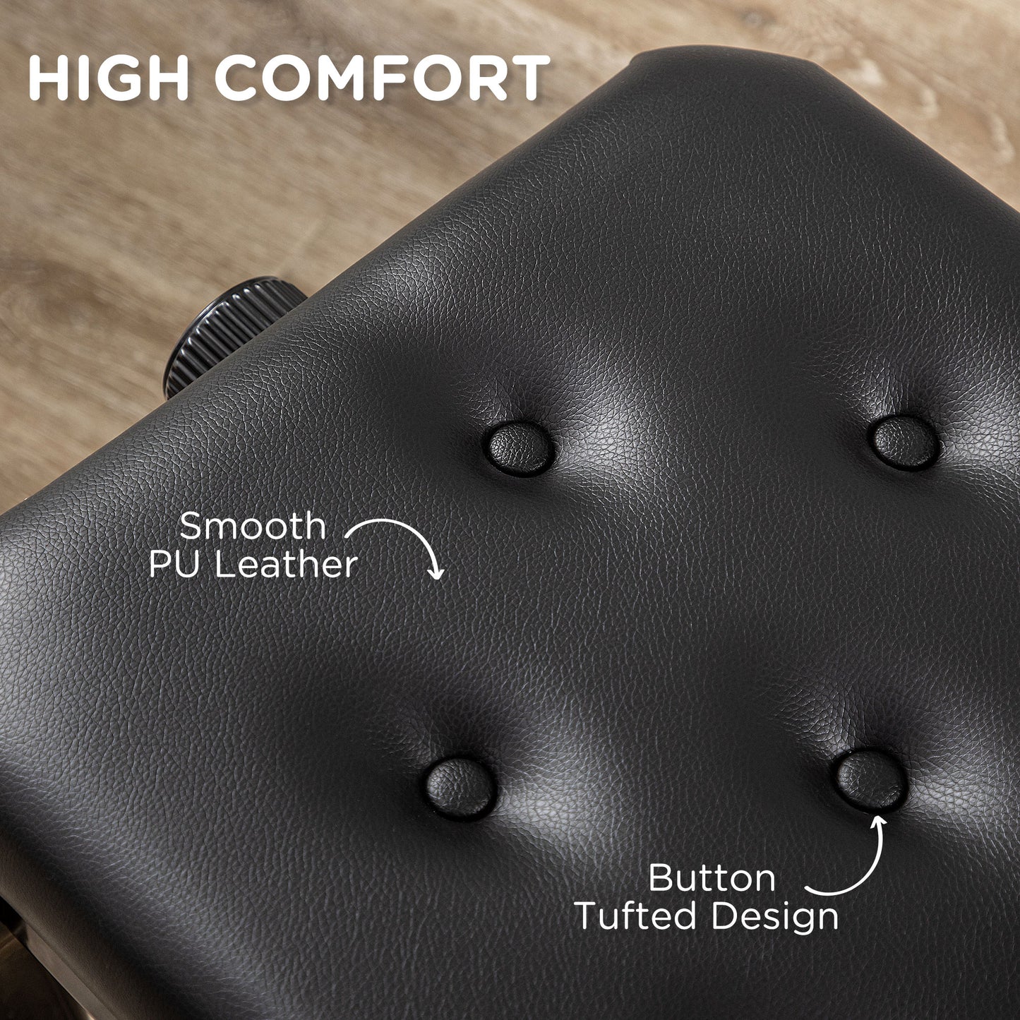 HOMCOM Adjustable Piano Bench with Storage and Soft PU Leather Padded, with Enough Music Storage Design, Black