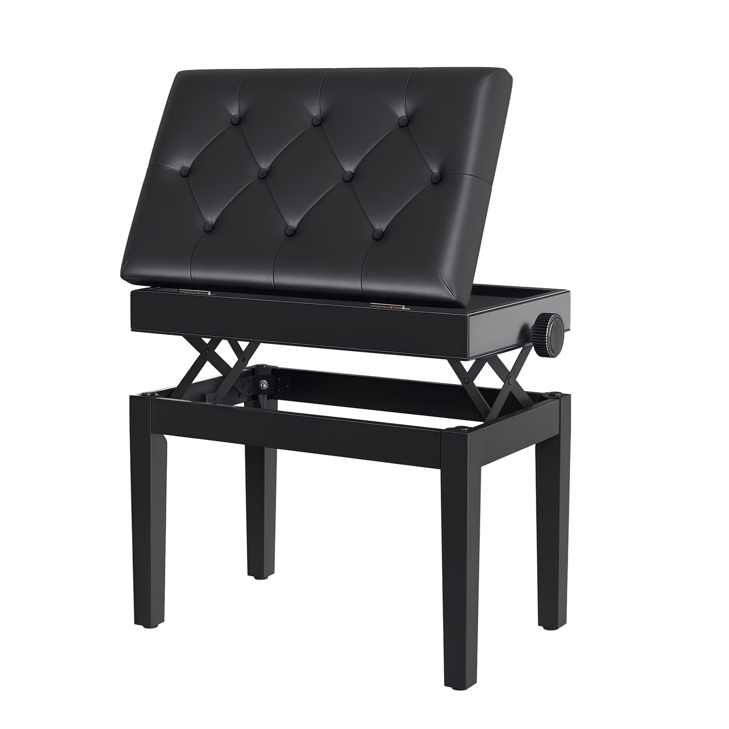 HOMCOM Adjustable Piano Bench with Storage and Soft PU Leather Padded, with Enough Music Storage Design, Black