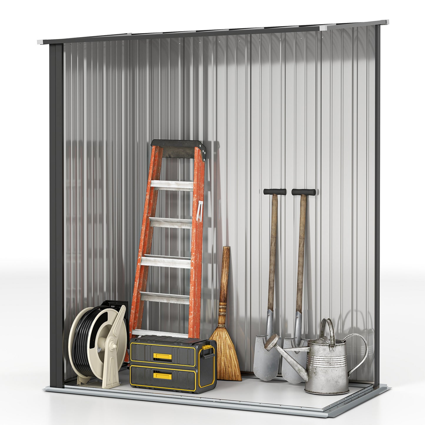 Outsunny 5' x 3' Outdoor Storage Shed, Steel Garden Shed with Single Lockable Door, Tool Storage Shed for Backyard, Brown