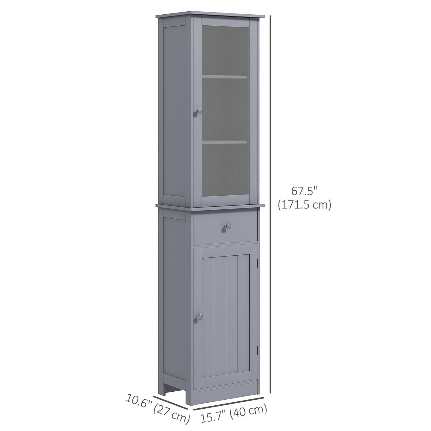kleankin Tall Bathroom Cabinet, Bathroom Storage Cabinet with Drawers, 2 Doors and Adjustable Shelves, White