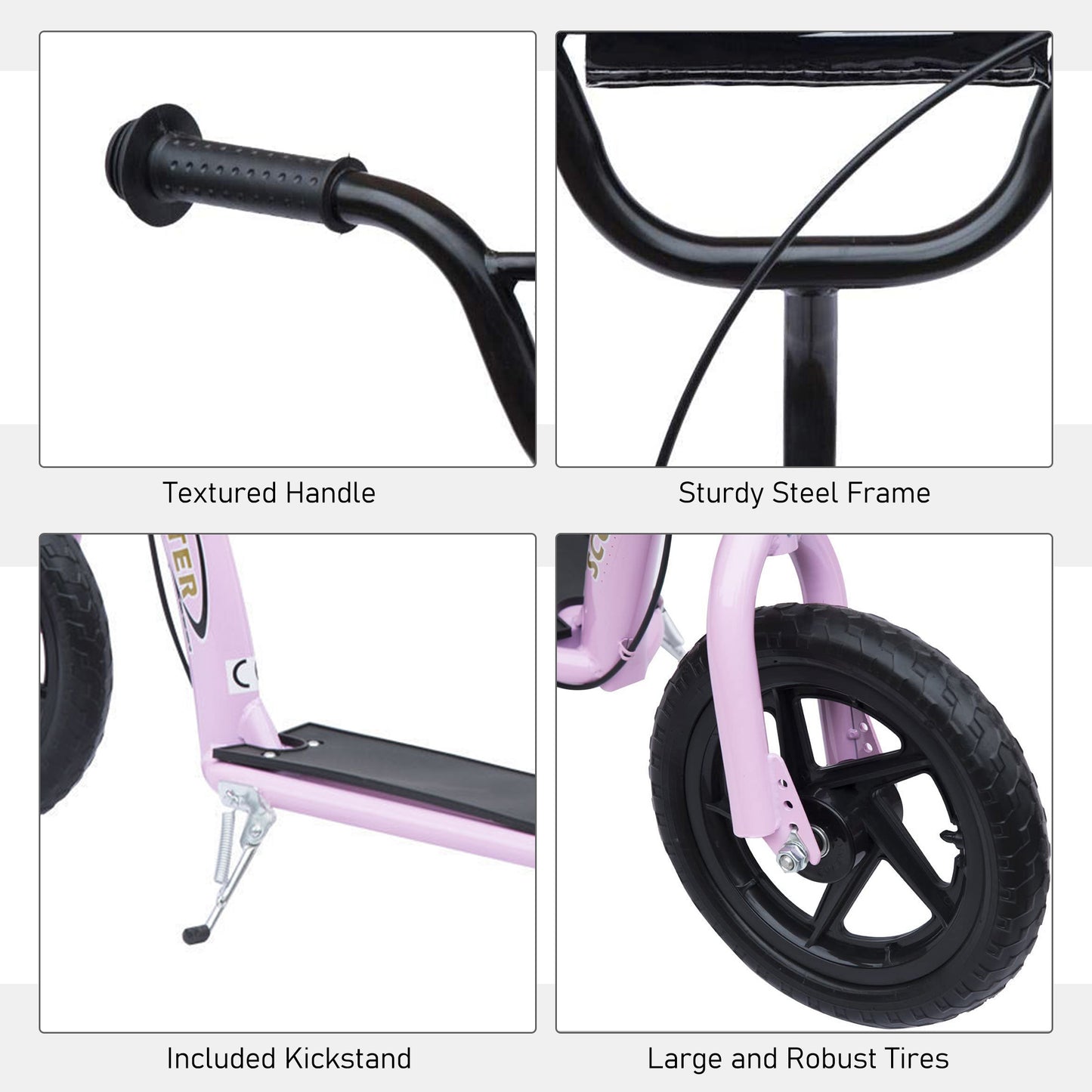 HOMCOM Kids Scooter Street Bike Bicycle for Teens Ride on Toy w/ 12'' Tire for 5-12 Year Old Pink
