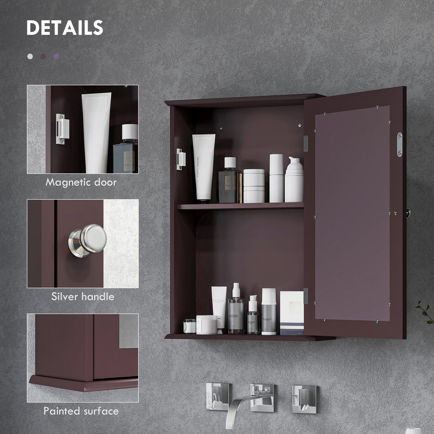 kleankin Bathroom Mirror Cabinet, Wall Mounted Medicine Cabinet with Door and Shelves, White