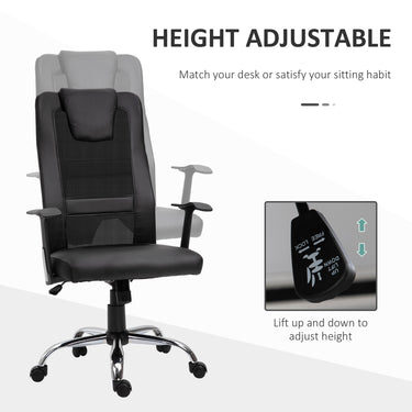Vinsetto Ergonomic Office Chair with Thick Padded Headrest, Mesh Computer Desk Chair with Tilt Function, Armrest, Black