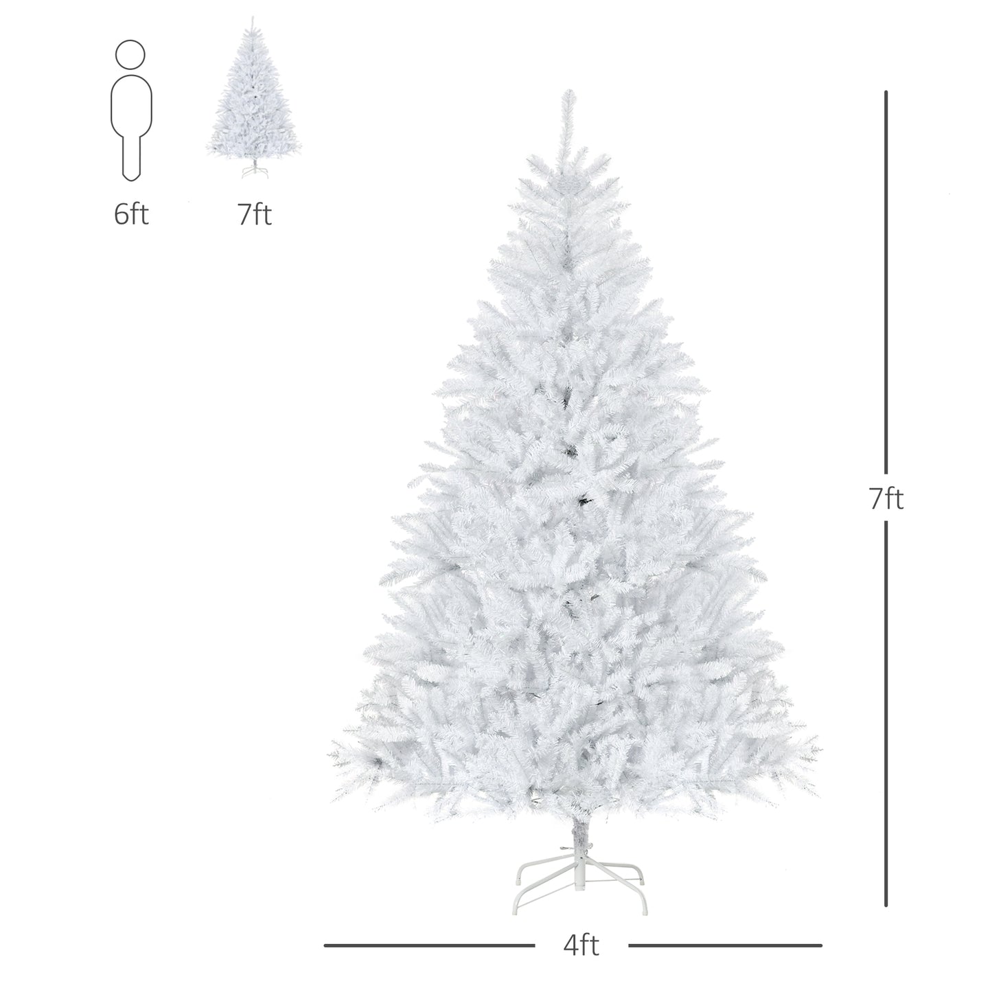 HOMCOM 7.5ft Artificial Snow Flocked Christmas Tree Xmas Tree Holiday Home Indoor Decoration for Party with Foldable Feet, Green