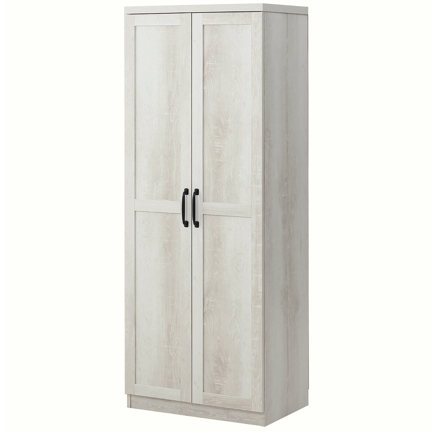 HOMCOM 63" Kitchen Storage Cabinet, 5-tier Pantry Cabinet with Doors and Adjustable Shelves for Dining Room, Distressed White