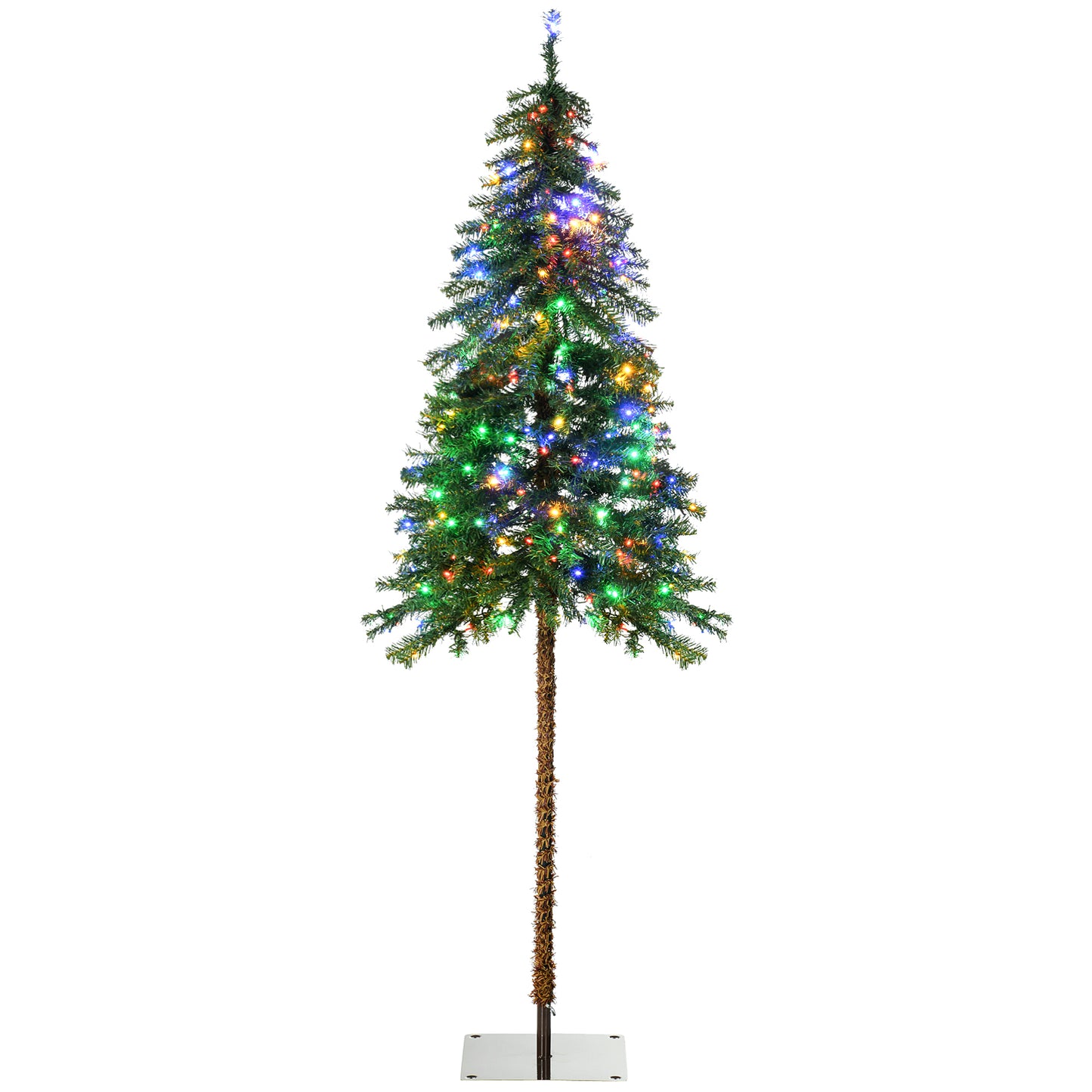 HOMCOM 6FT Artificial Tree Multi-Colored Pre-Lit Home Christmas Decoration White
