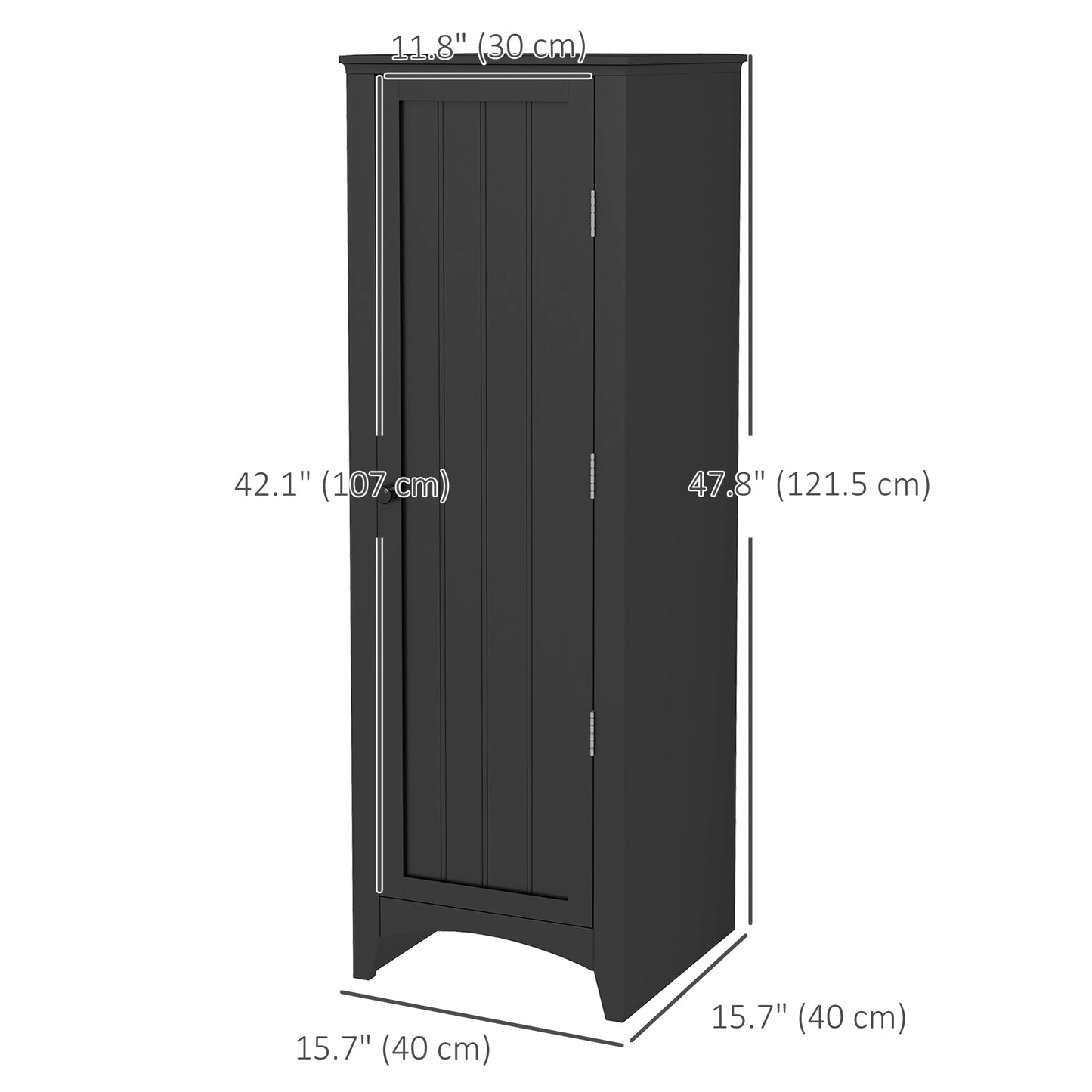 HOMCOM 48" Kitchen Pantry Storage Cabinet, Single Door Kitchen Cabinet with 4 Tier Shelving and Adjustable Shelves, White