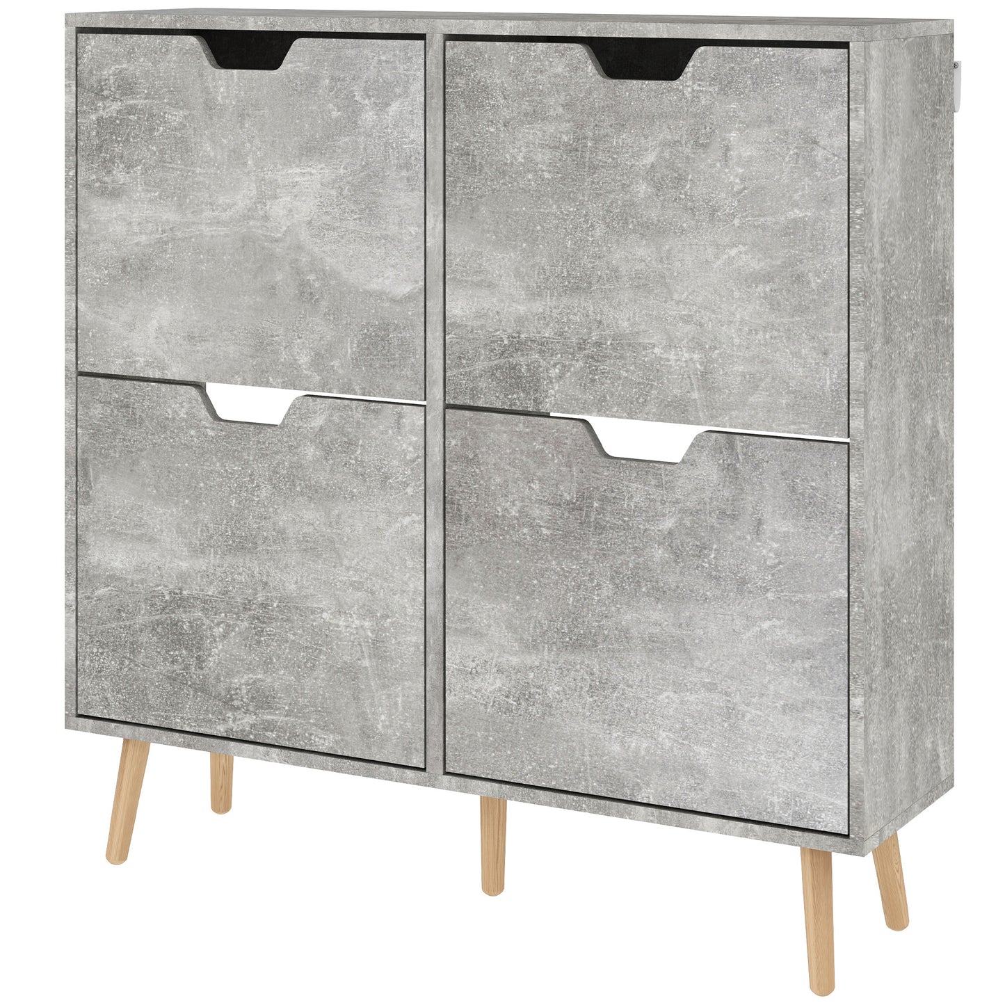 HOMCOM Shoe Storage Cabinet with 4 Flip Drawers and Adjustable Shelf, Shoe Cabinet for 8-16 Pairs of Shoes, Natural
