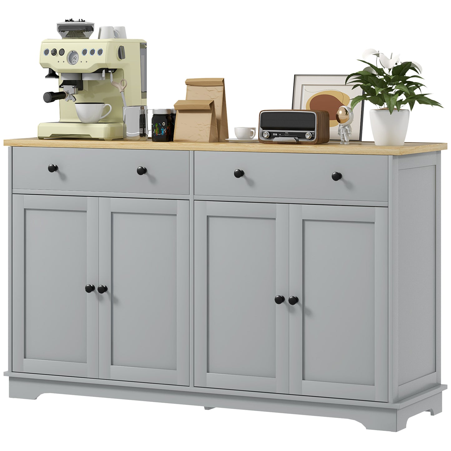 HOMCOM Modern Sideboard, Buffet Cabinet with Storage Drawers, Adjustable Shelves for Living Room, Dining Room, Entryway, White