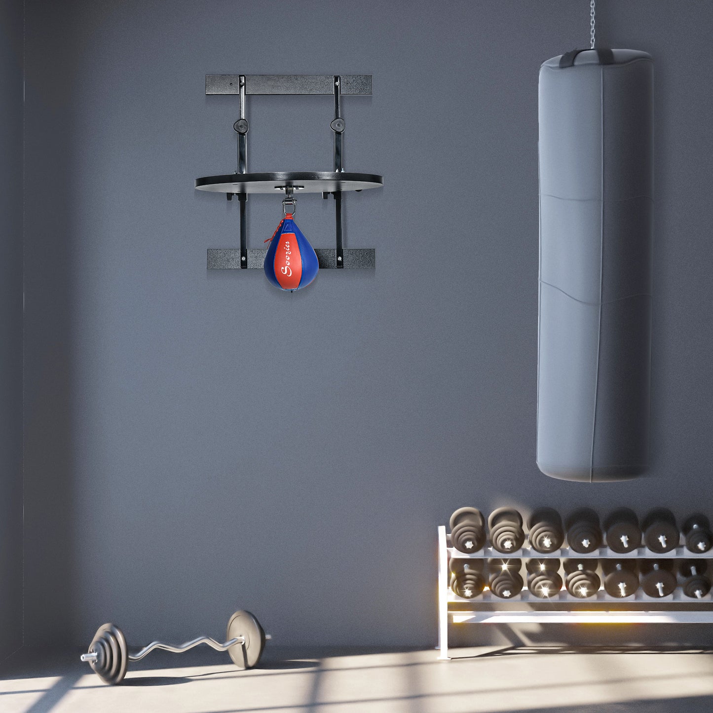 Soozier Adjustable Height Free Standing Boxing Bag Set with 6 Suction Cups and Boxing Gloves, for Exercise Training