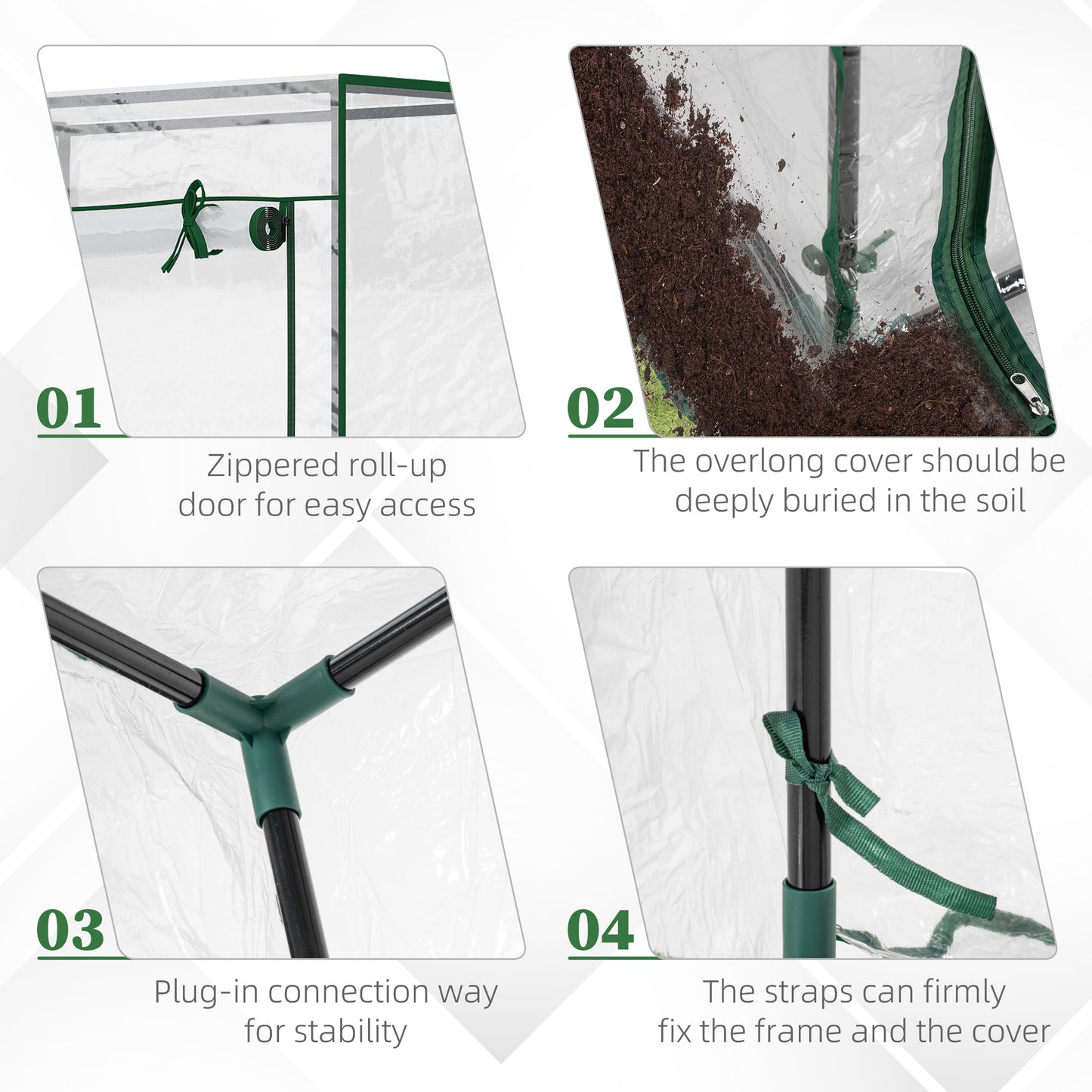 Outsunny 40"L x 20"W x 59"H Walk-in Garden Greenhouse with Steel Frame Outdoor Hot House Tomato Plant Warm House w/ Roll up Door, Plastic Cover, Clear