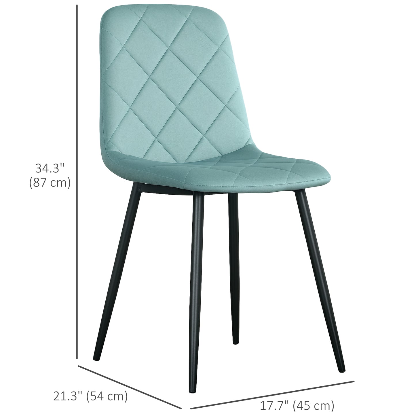 HOMCOM Dining Chairs Set of 4, Upholstered Dining Room Chairs with Steel Legs, Modern Kitchen Chair for Dining Room, Grey