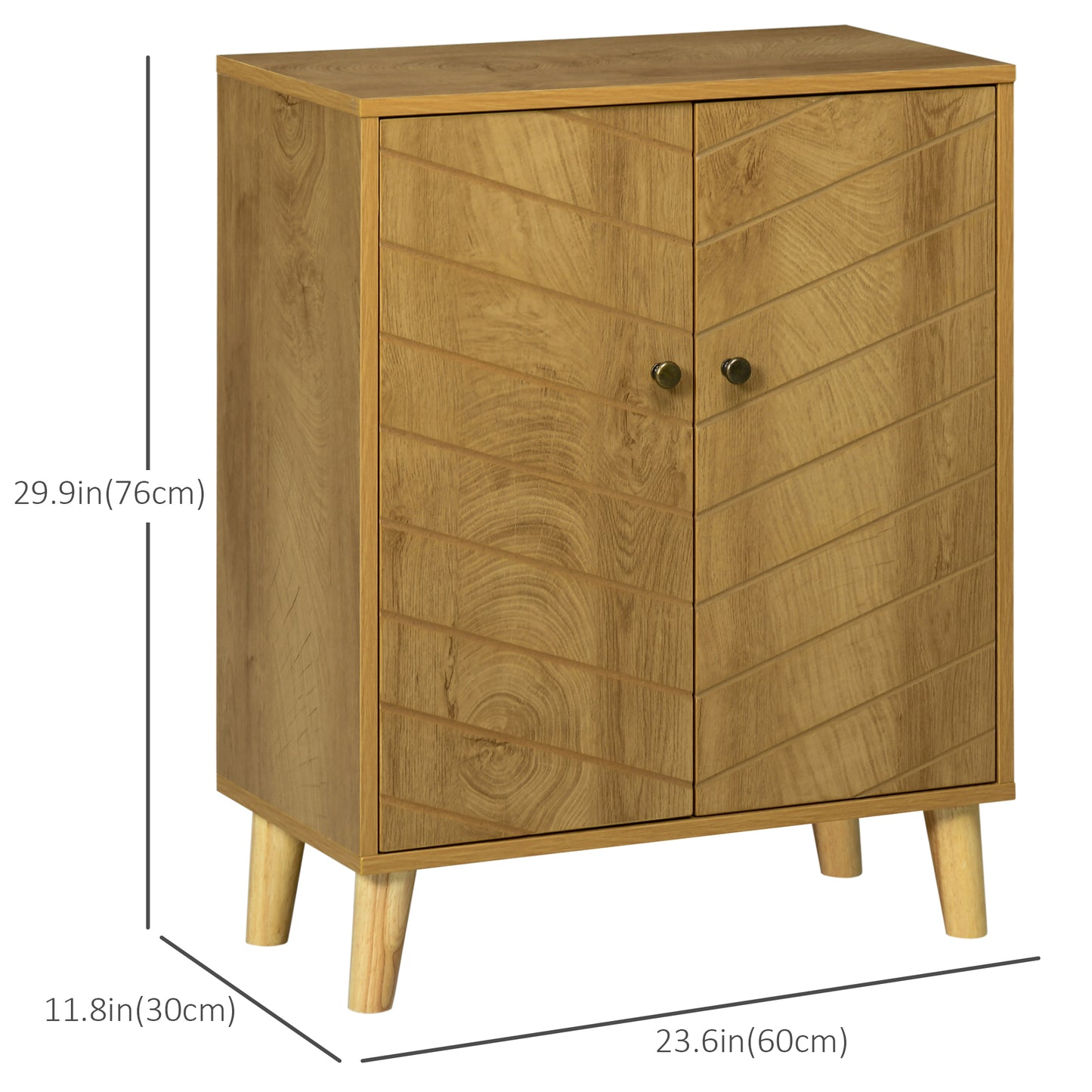 HOMCOM Storage Cabinet with Doors, Cupboard Organization with Shelf and Wood Legs, Storage Solution for Living Room, Bathroom