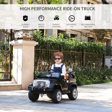 Aosom 12V Kids Electric Toy Car Jeep Power Wheels with Remote Control Black