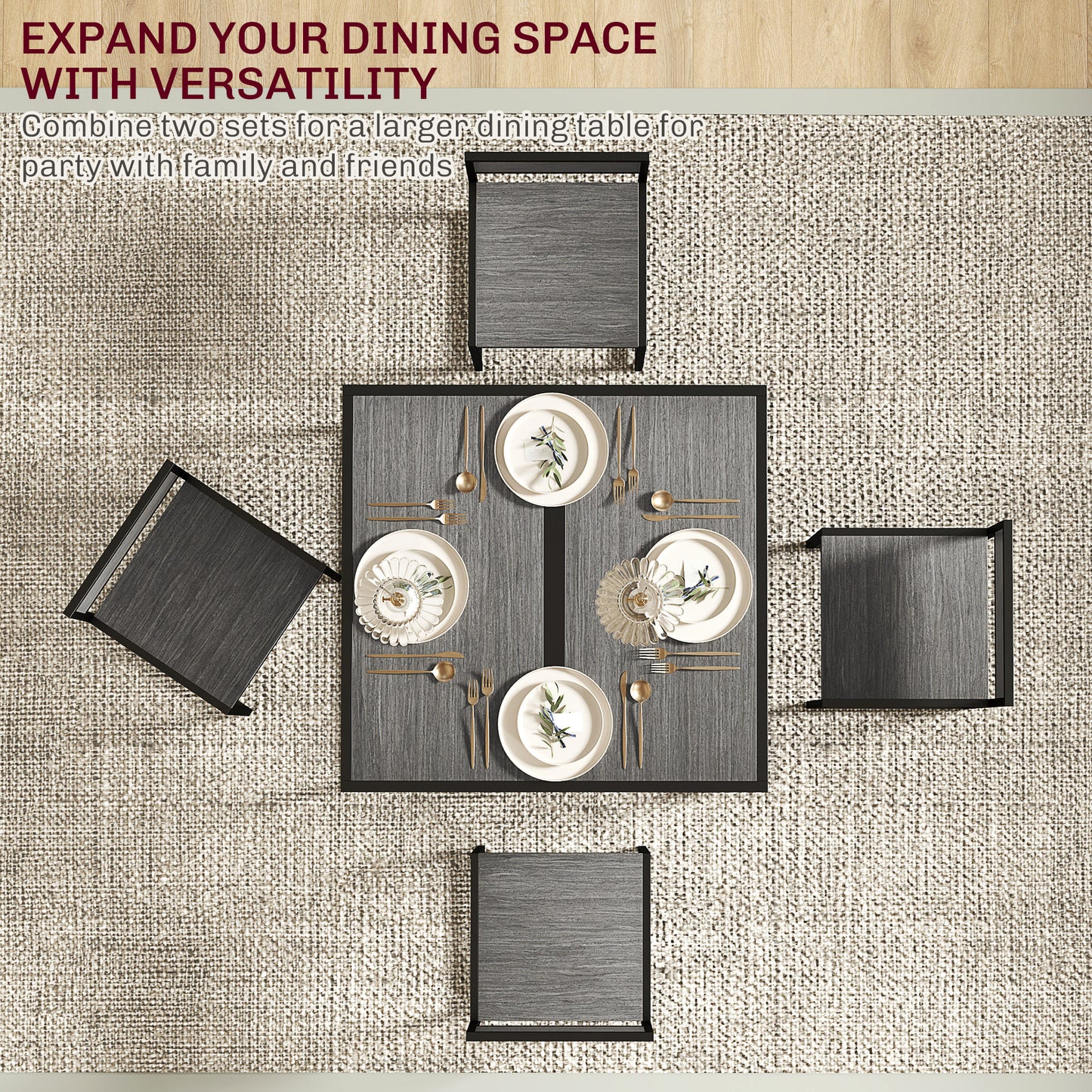 HOMCOM Dining Table Set, Industrial Dining Set for 2, Kitchen Table and Chairs for Small Space, Dining Room Table with Chairs