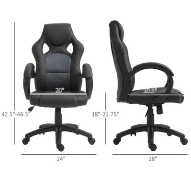 HOMCOM Racing Gaming Chair Office Chair Computer Desk Gamer Chair with Swivel Wheels, Padded Headrest, Tilt Function, Grey