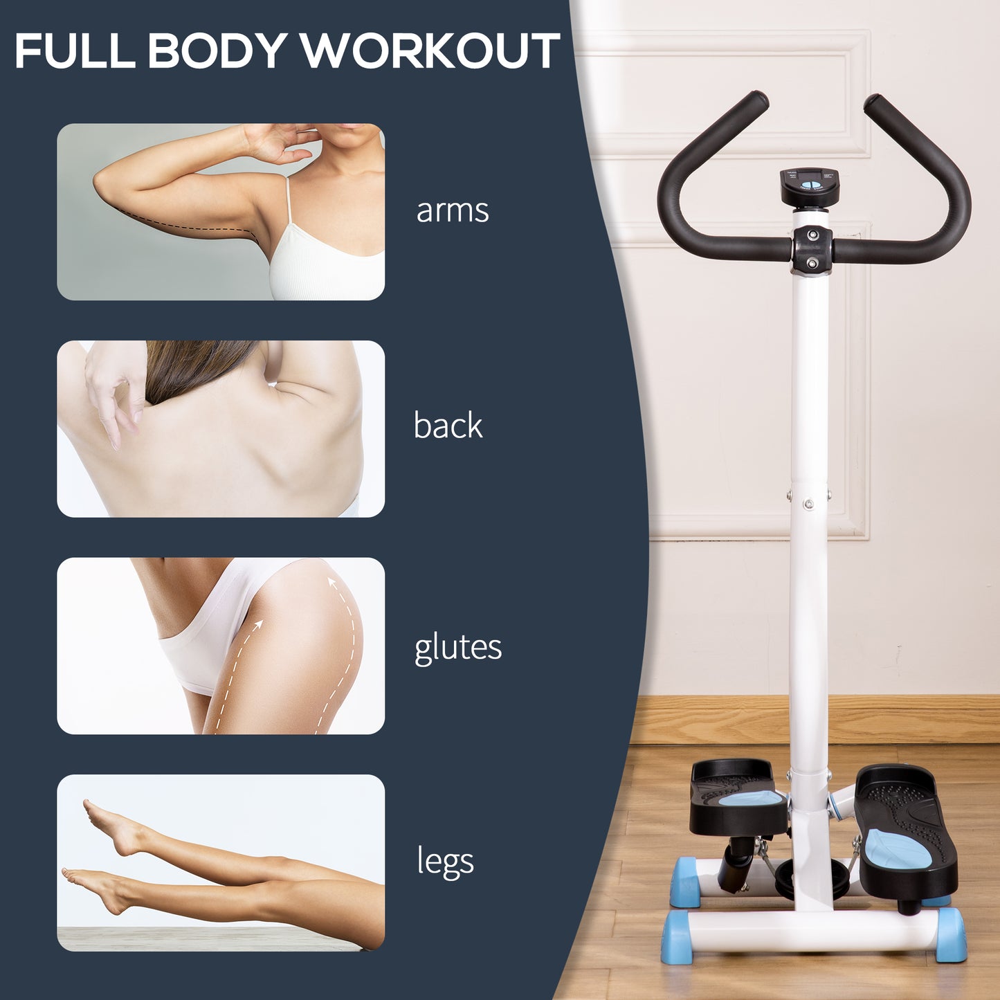 Soozier Twist Stepper Exercise Machine with Adjustable Resistance, LCD Screen - White & Green