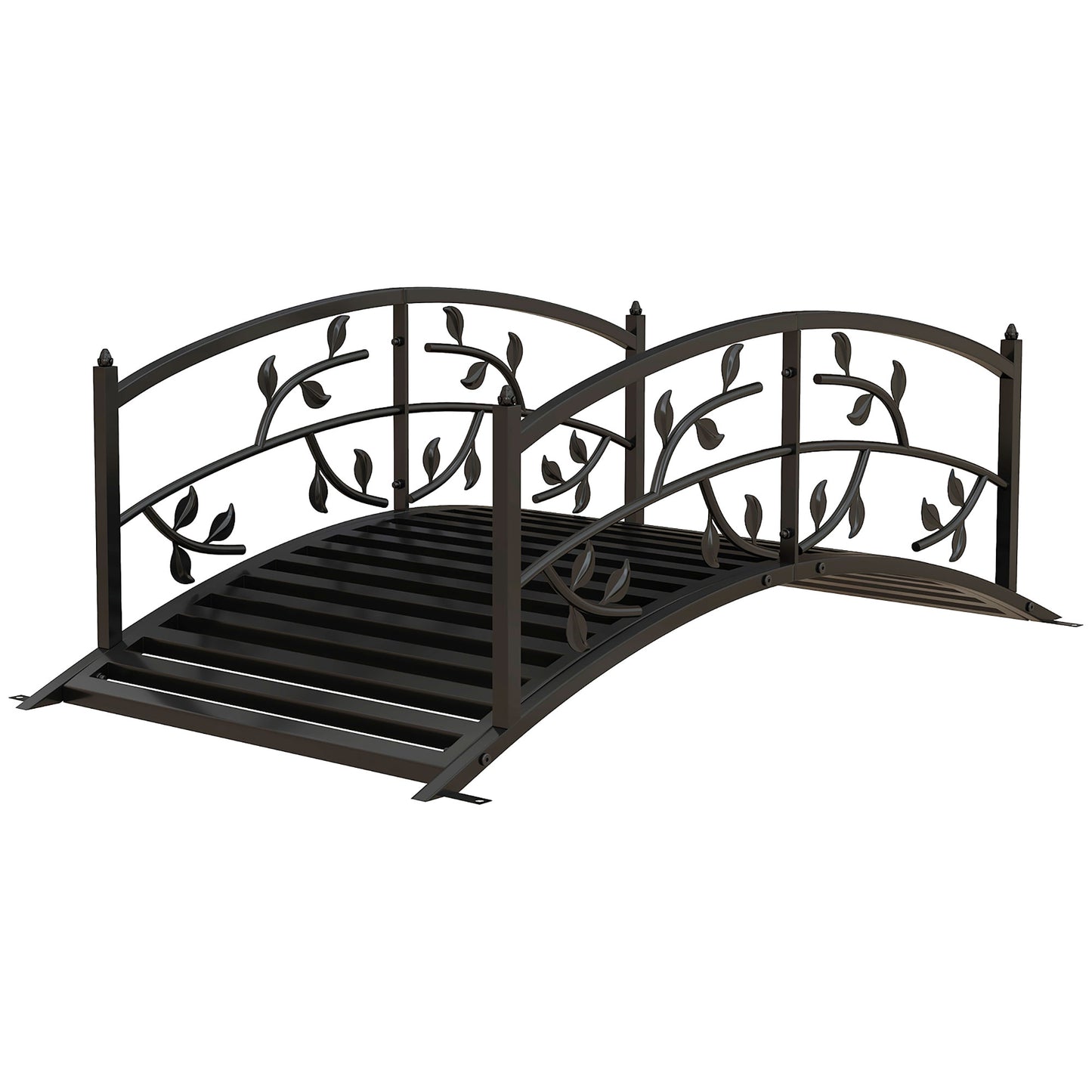 Outsunny 3.3FT Classic Garden Bridge with Safety Railings Arc Footbridge Decorative Pond Bridge for Backyard Creek Stream, Black