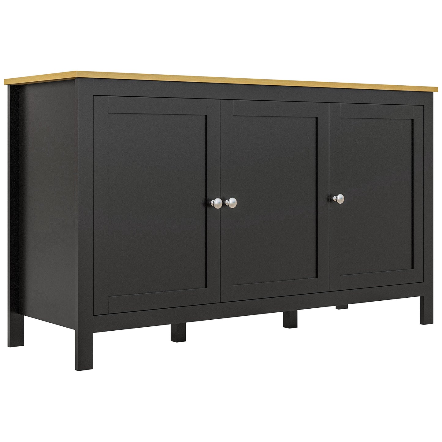 HOMCOM Sideboard, Buffet Cabinet with Doors and Adjustable Shelves for Living Room, Entryway, White and Natural