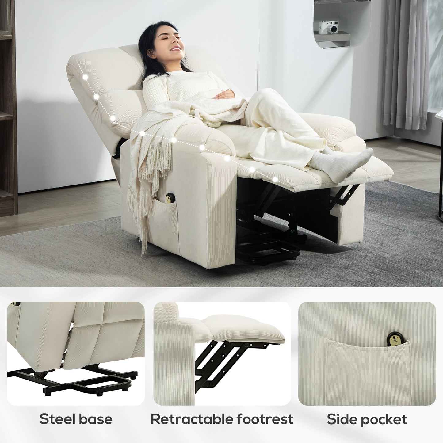 HOMCOM Lift Chair for Seniors, Microfibre Upholstered Electric Recliner Chair with Remote, Quick Assembly, Grey