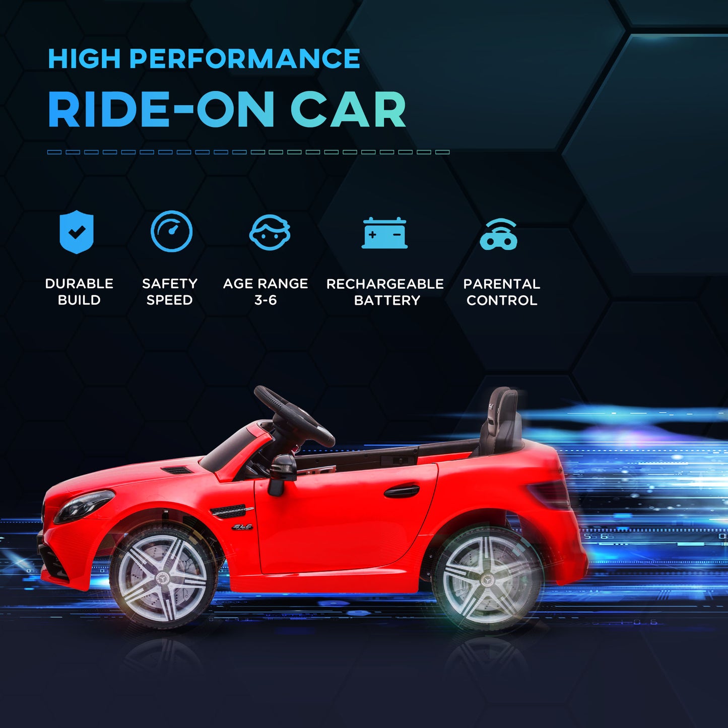 Aosom 12V Ride On Car with Parent Remote Control Two Motors Music Lights Suspension Wheels for 3-6 Years Black