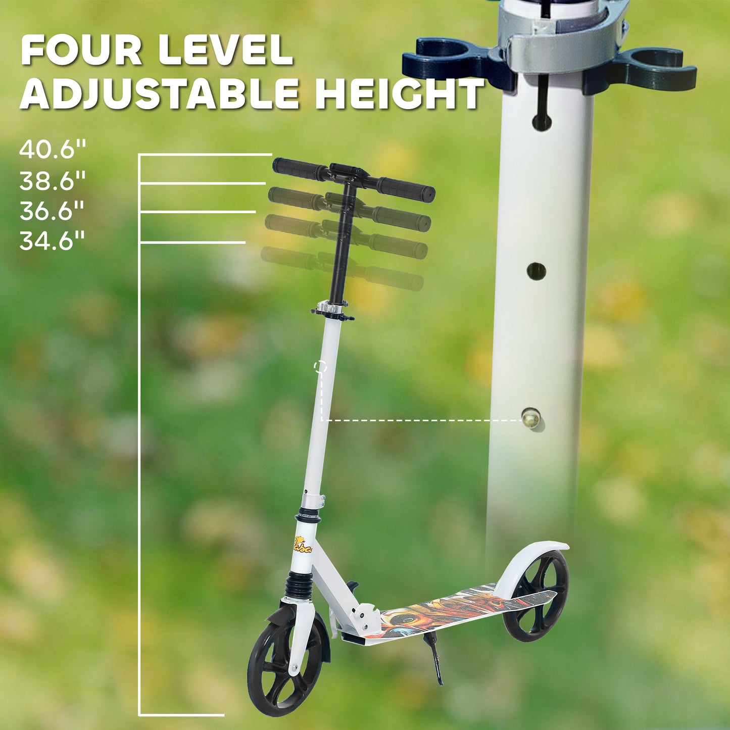 Qaba Kick Scooter for Kids Ages 6-12 with Adjustable Height, Rear-Fender Brake, 200mm Big Wheel, Foldable Design, Green