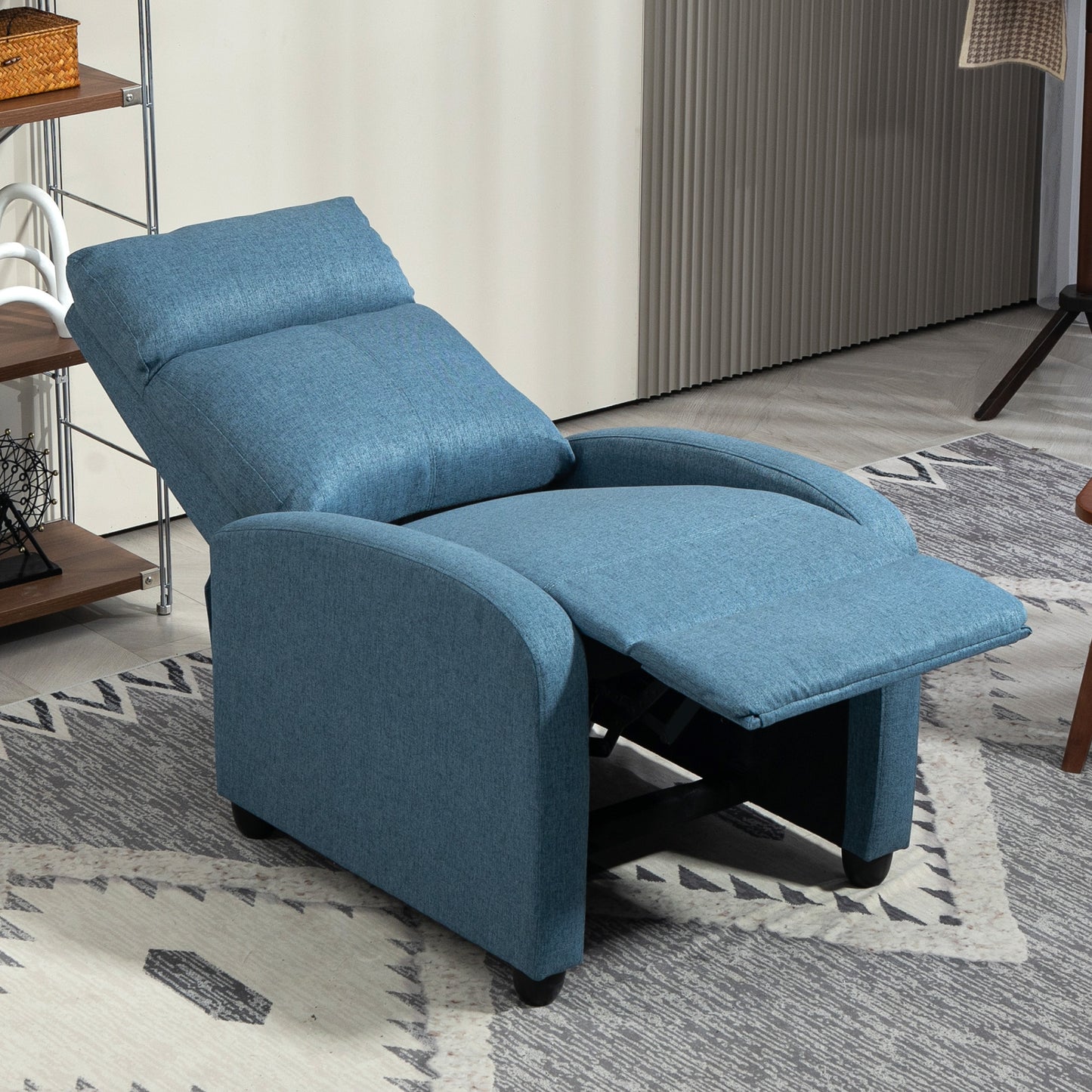 HOMCOM Fabric Recliner Chair Manual Home Theater Seating Single Reclining Sofa Chair with Padded Seat for Living Room, Dark Grey