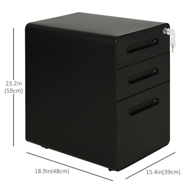 Vinsetto Lockable File Cabinet, Steel Filing Cabinet on Wheels for Legal, A4, Letter Size, Home Office