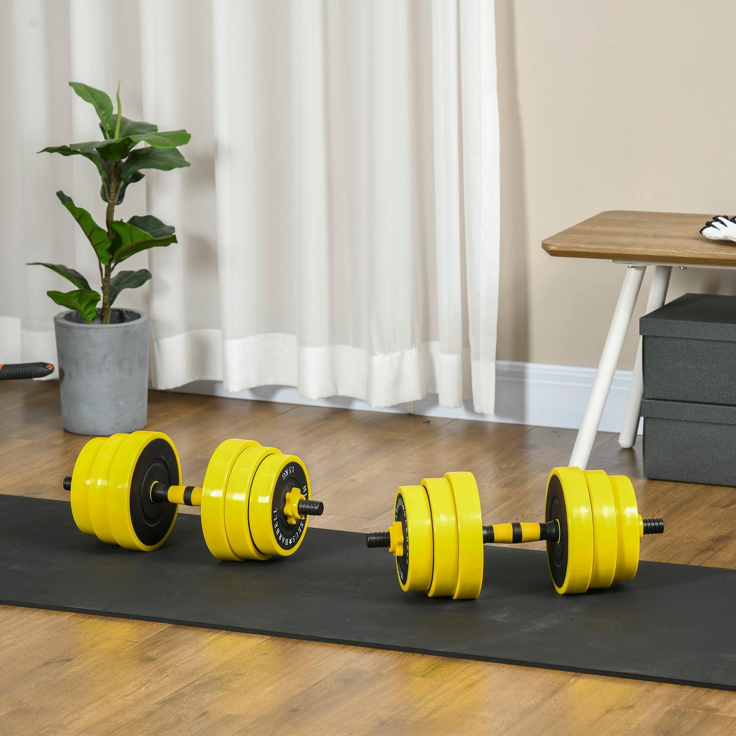 Soozier Dumbbell & Barbell Adjustable Set 66lbs Plate Bar Clamp Rod for Strength Training, Full Body Workout, Muscle Building Home Gym Sports Area Exercise Ergonomic
