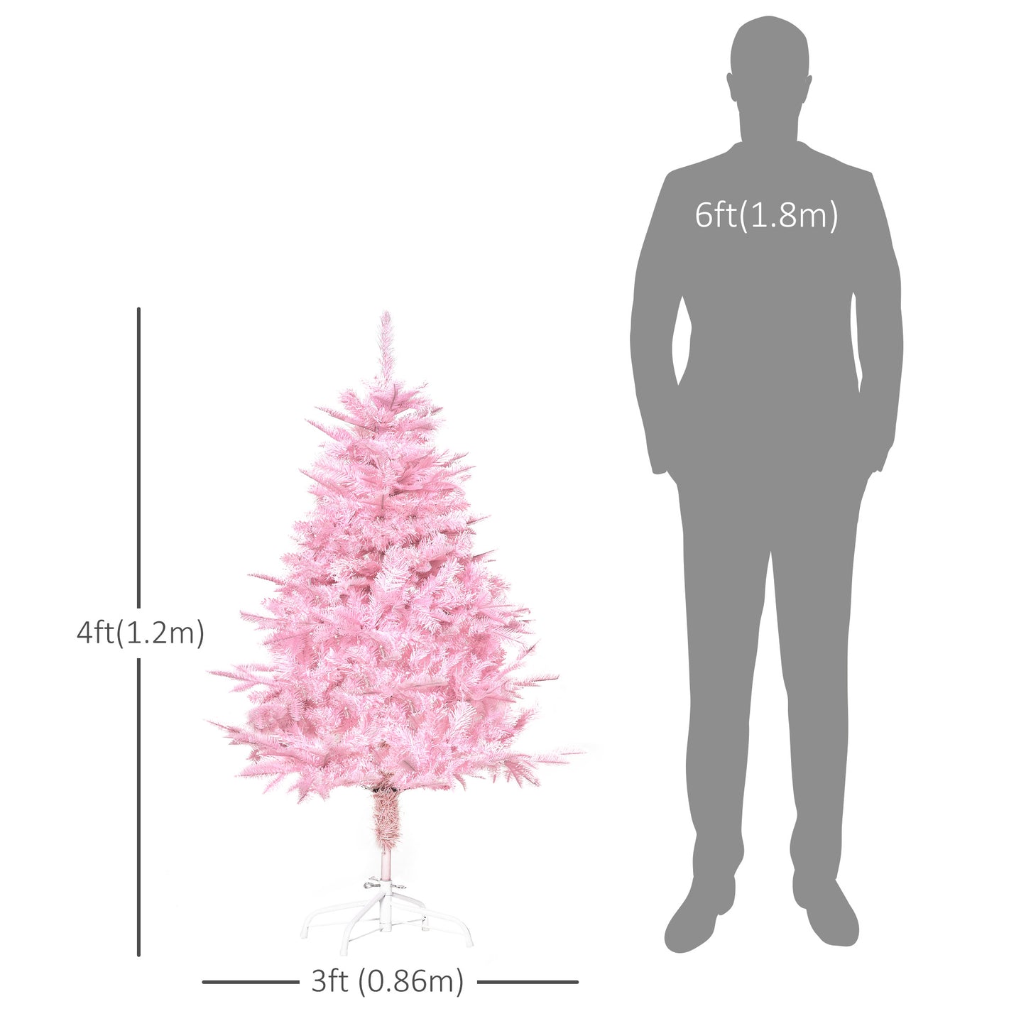 HOMCOM 5FT Artificial Christmas Tree Holiday Xmas Tree Decoration with Automatic Open for Home Party, Pink