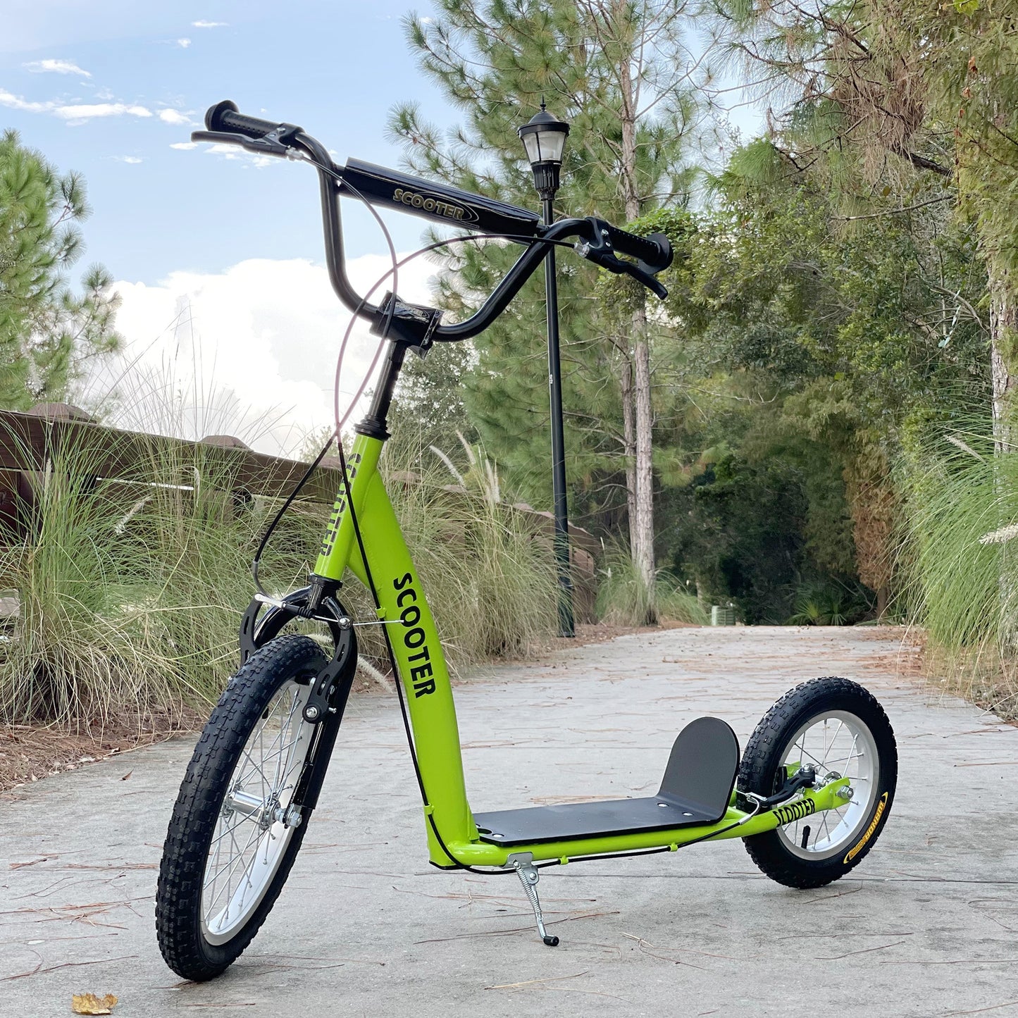 Aosom Kids Scooter with Adjustable Handlebar, Youth Kick Scooter with Dual Brakes, Inflatable Wheels, for Age 5+, Blue