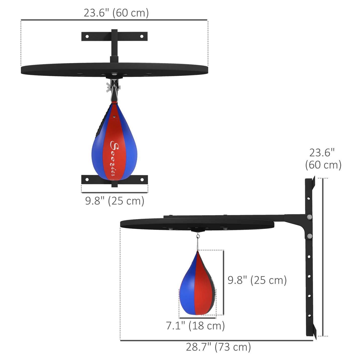 Soozier Adjustable Height Free Standing Boxing Bag Set with 6 Suction Cups and Boxing Gloves, for Exercise Training
