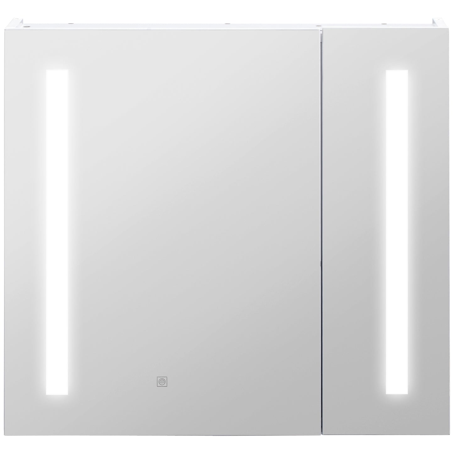 kleankin LED Medicine Cabinet with Mirror and Lights, 27.5" x 25.5" Lighted Bathroom Wall Cabinet, Bathroom Mirror Cabinet with Adjustable Shelf, USB Charge, White