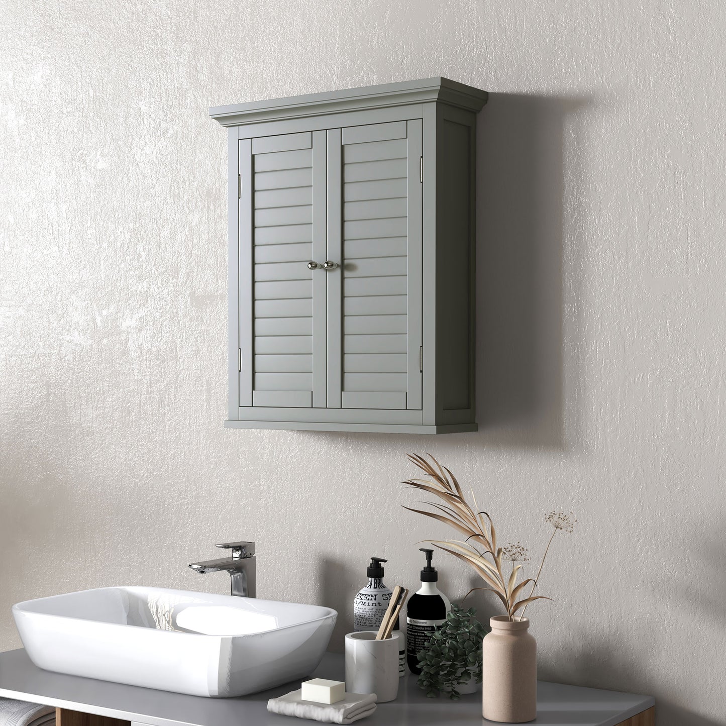 kleankin Over Toilet Storage Cabinet, Bathroom Wall Cabinet with Adjustable Shelf for Living Room and Entryway, White