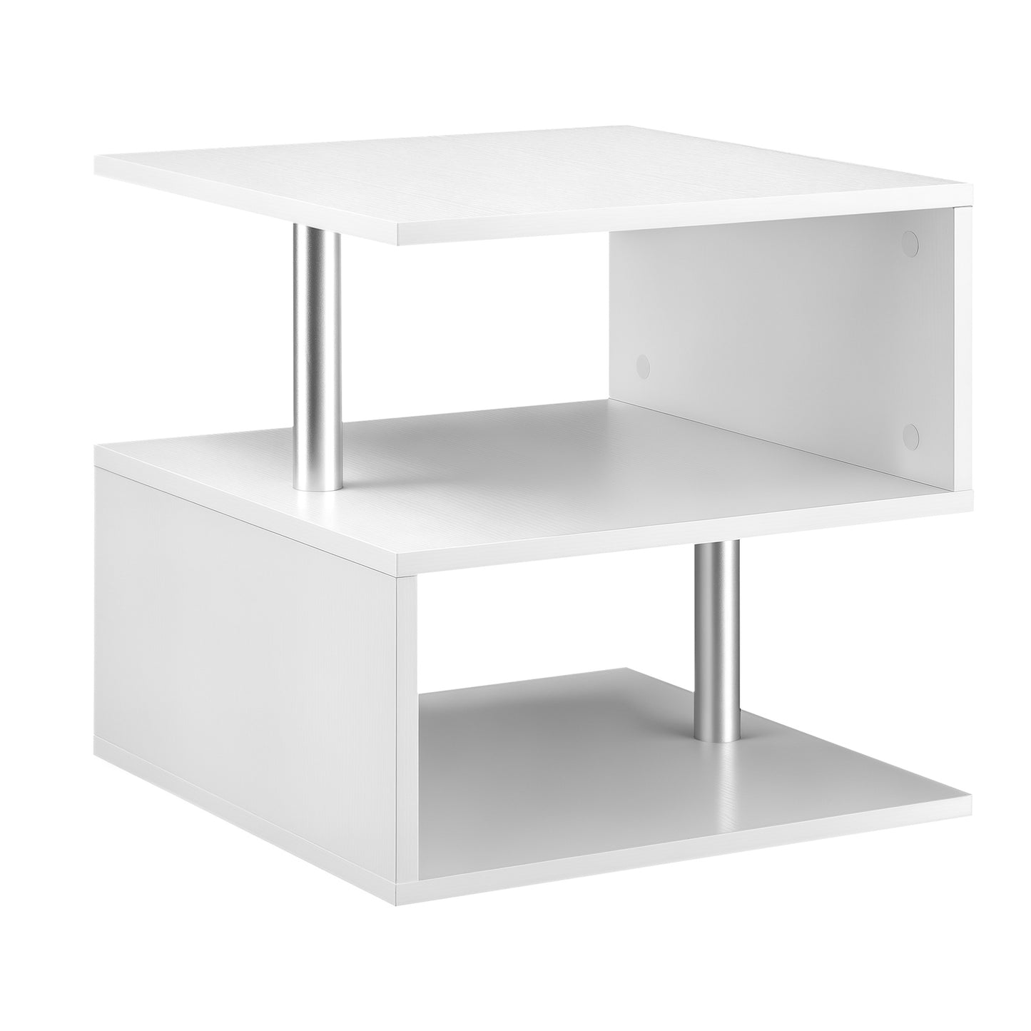 HOMCOM Wooden S Shape End Table 3 Tier Storage Shelves Organizer Living Room Side Table Desk Black